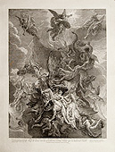 Битва Архангела Михаила со змеем. Изображение состоит из двух листов.